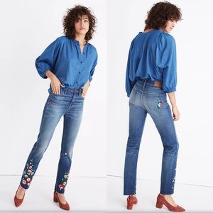 Madewell The Slim Boyfriend Embroidered Jeans 25